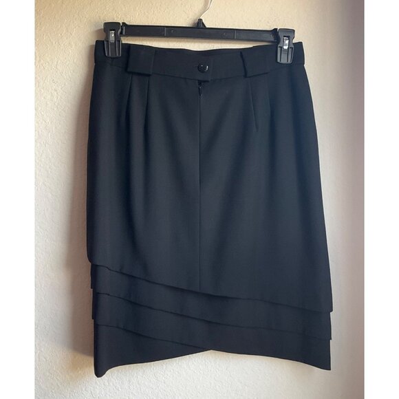 Escada margaretha ley size Medium Pencil Skirt Virgin Wool black tiered Germany - Picture 2 of 10
